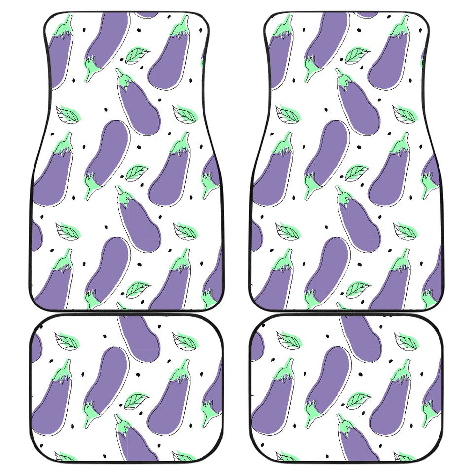 Eggplant Pattern Print Design 05 Front and Back Car Mats