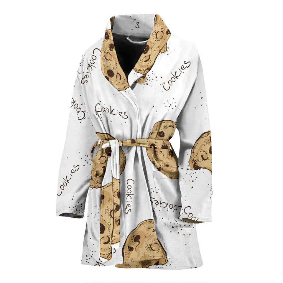 Sketch Style Cookie Pattern Women'S Bathrobe