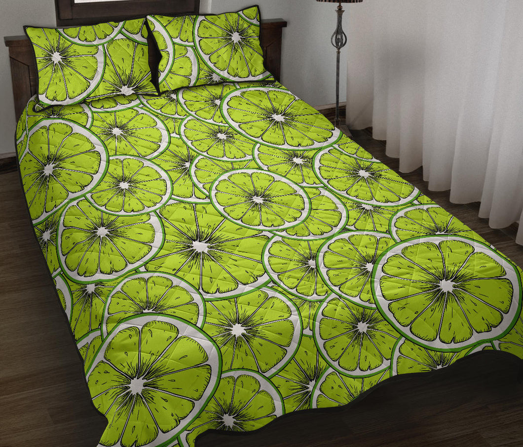 Slices of Lime design pattern Quilt Bed Set