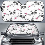 Hand Drawn Faces Of Pandas Pattern Car Sun Shade