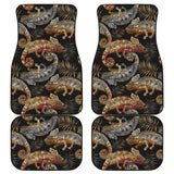 Chameleon Lizard Tropical Leaves Palm Tree Front And Back Car Mats