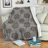 Nautical Wood Steering Wheel Pattern Premium Blanket