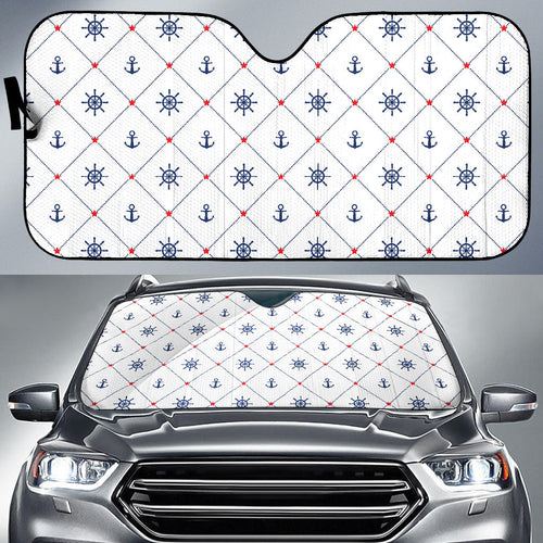 Anchor Rudder Nautical Design Pattern Car Sun Shade