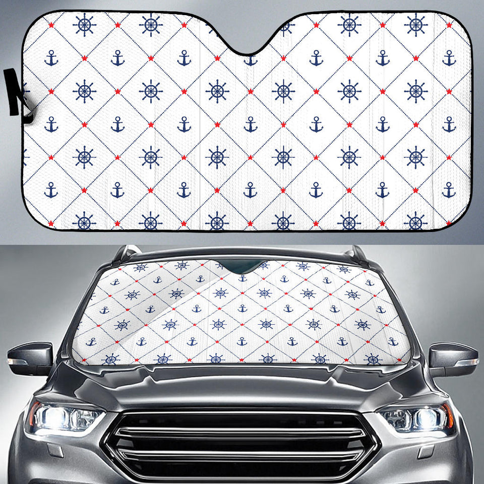Anchor Rudder Nautical Design Pattern Car Sun Shade