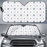 Anchor Rudder Nautical Design Pattern Car Sun Shade