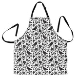 Crow Dark Floral Pattern Adjustable Apron