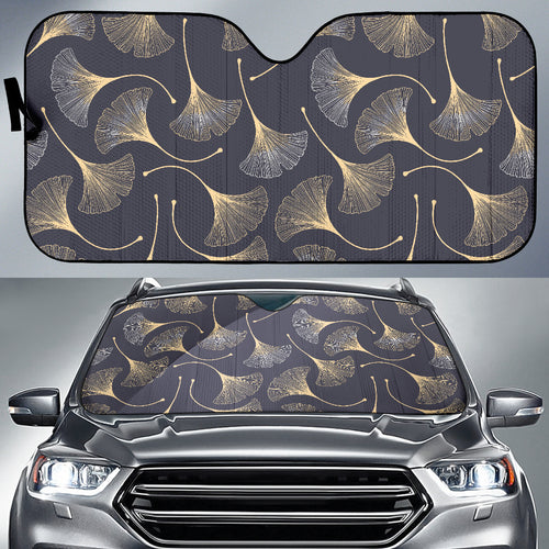 Gold Ginkgo Leaves Car Sun Shade