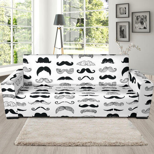 Mustache Beard Pattern Print Design 04 Sofa Slipcover