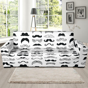 Mustache Beard Pattern Print Design 04 Sofa Slipcover