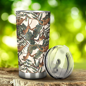 Monkey Tropical Leaves Background Tumbler