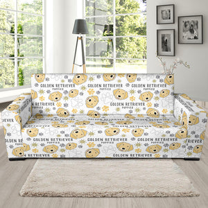 Golden Retriever Pattern Print Design 04 Sofa Slipcover