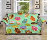 Colorful donut pattern green background Sofa Cover Protector