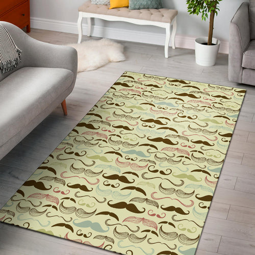 Mustache Beard Pattern Print Design 01 Area Rug