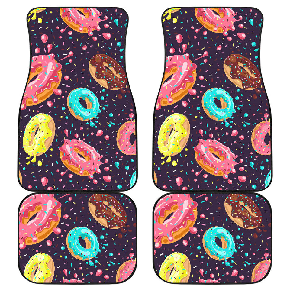 Colorful Donut Glaze Pattern Front And Back Car Mats