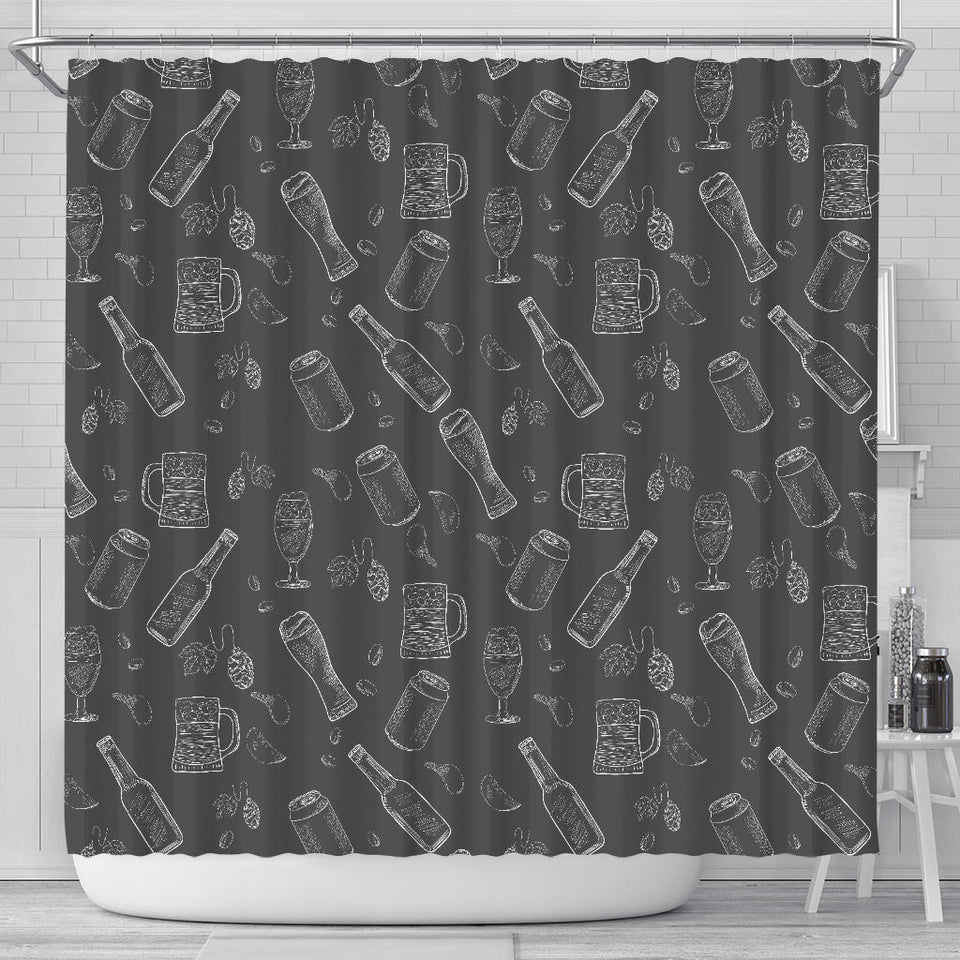 Beer Hand Drawn Pattern Shower Curtain Fulfilled In US