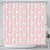 Clock Pattern Pink Blackground Shower Curtain Fulfilled In US