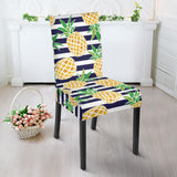 Pineapples Pattern Striped Background Dining Chair Slipcover