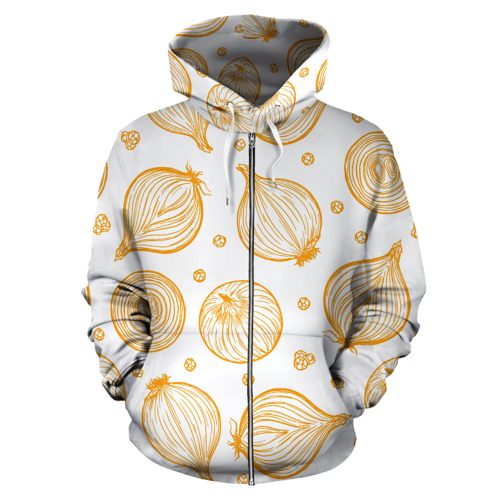 Hand Drawn Onion Pattern Zip Up Hoodie