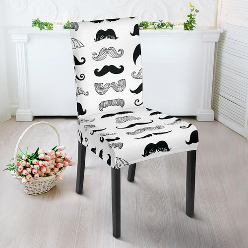 Mustache Beard Pattern Print Design 04 Dining Chair Slipcover