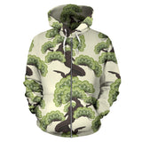 Bonsai Pattern Zip Up Hoodie