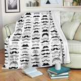 Mustache Beard Pattern Print Design 04 Premium Blanket