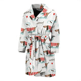 Cute Dachshund Bone Pattern Men'S Bathrobe