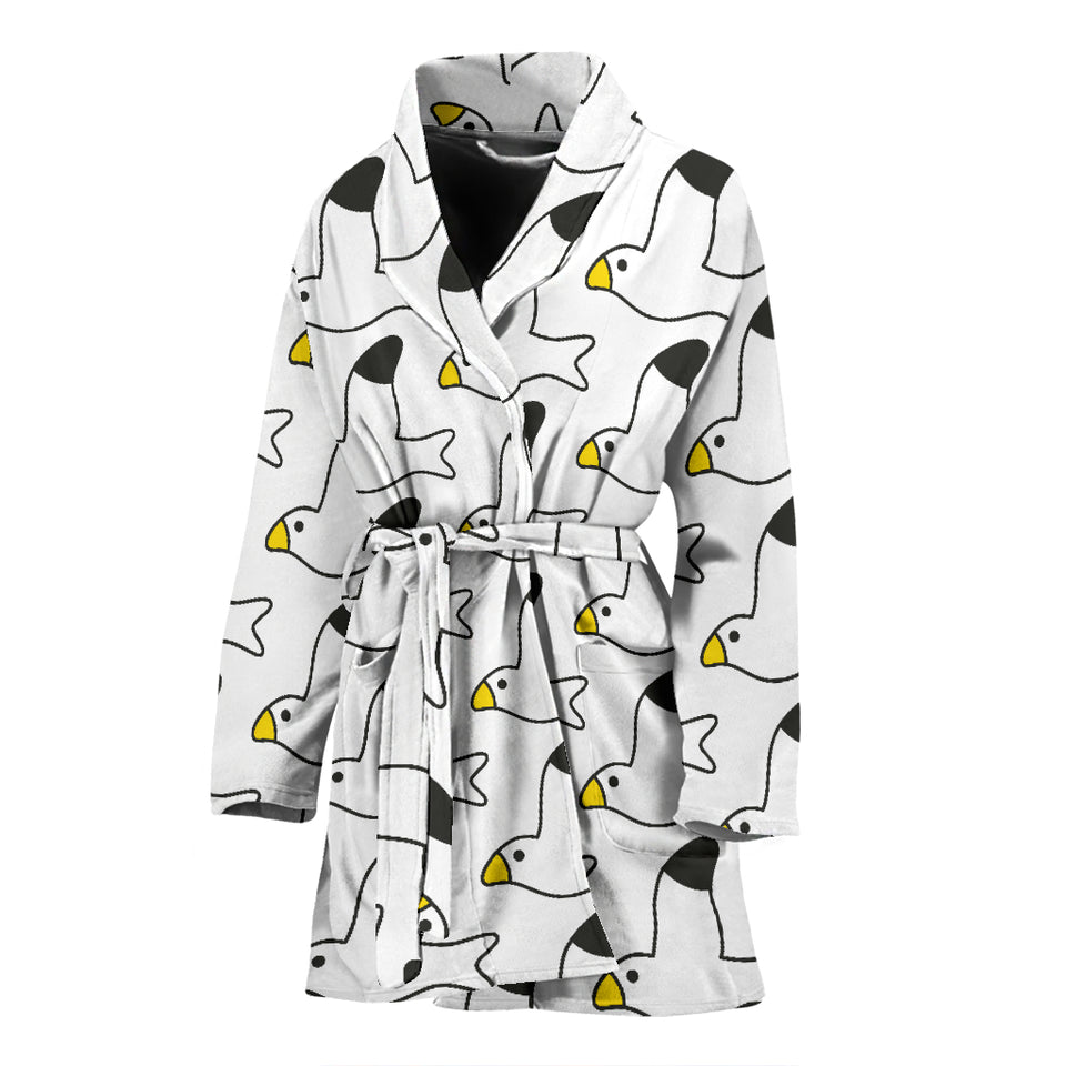 Seagull Pattern Print Design 05 Women's Bathrobe