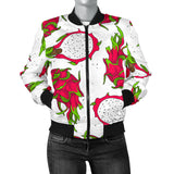 Dragon Fruits White Background Women'S Bomber Jacket