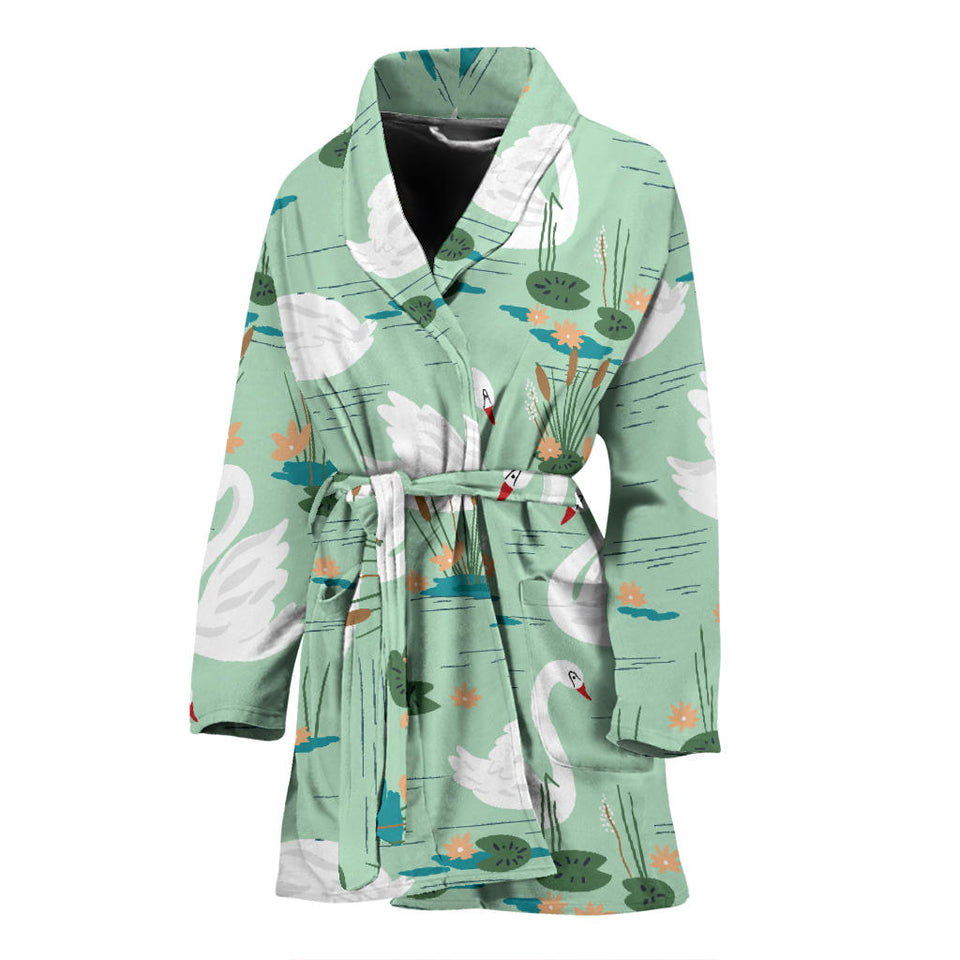 White Swan Lake Pattern Women'S Bathrobe