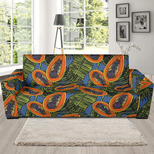 Colorful Papaya Tropical Leaves Sofa Slipcover