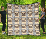Happy Pug Pattern Premium Quilt