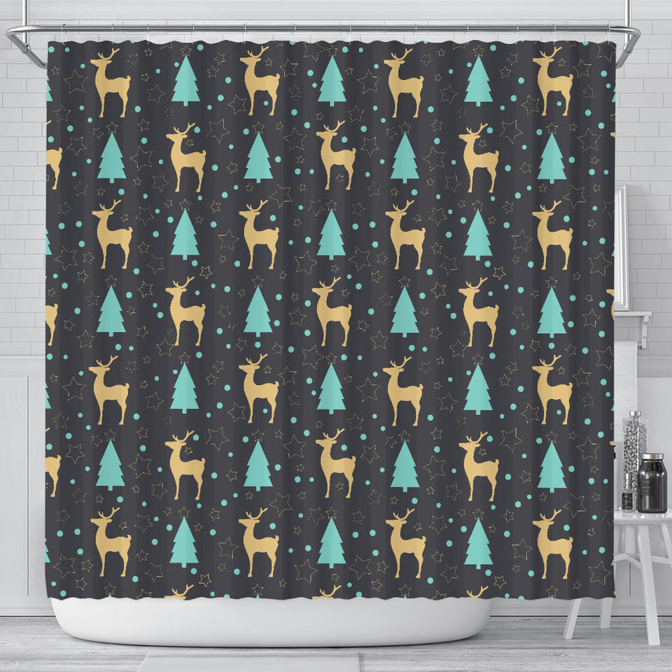 Deers Star Tree Pattern Shower Curtain Fulfilled In US