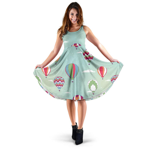 Hot Air Balloon Design Pattern Sleeveless Midi Dress