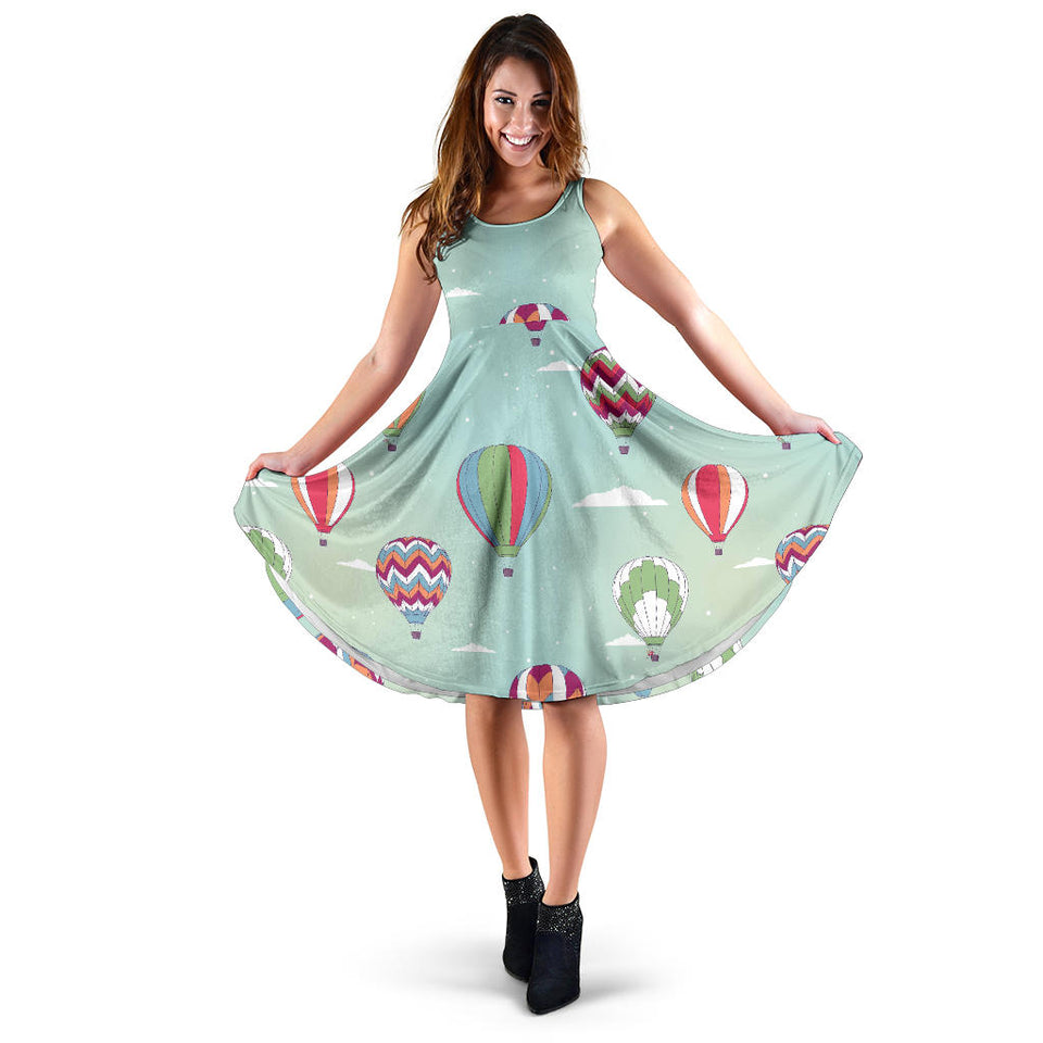 Hot Air Balloon Design Pattern Sleeveless Midi Dress