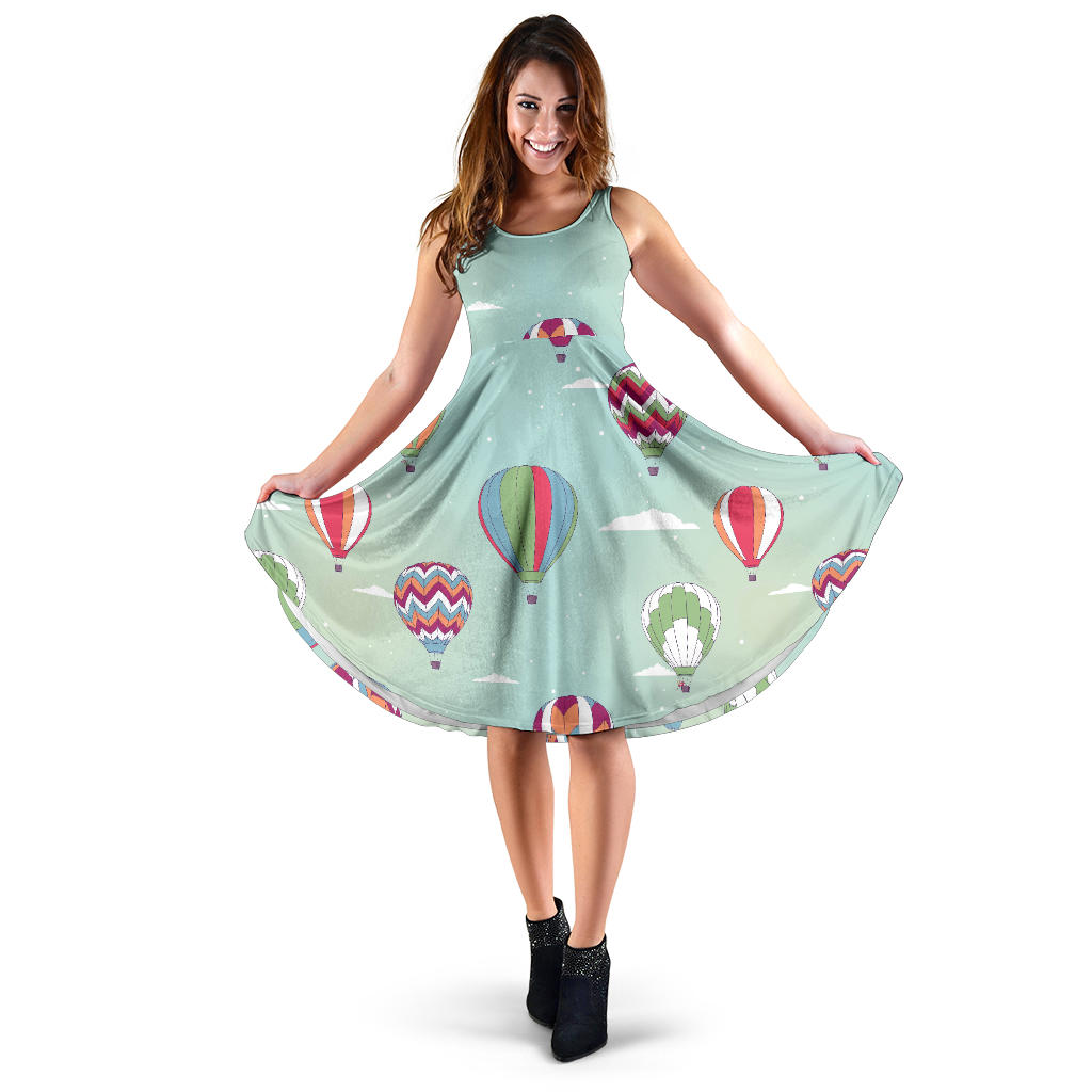 Hot Air Balloon Design Pattern Sleeveless Midi Dress