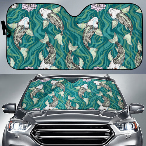Koi Fish Carp Fish Lotus Pattern Car Sun Shade