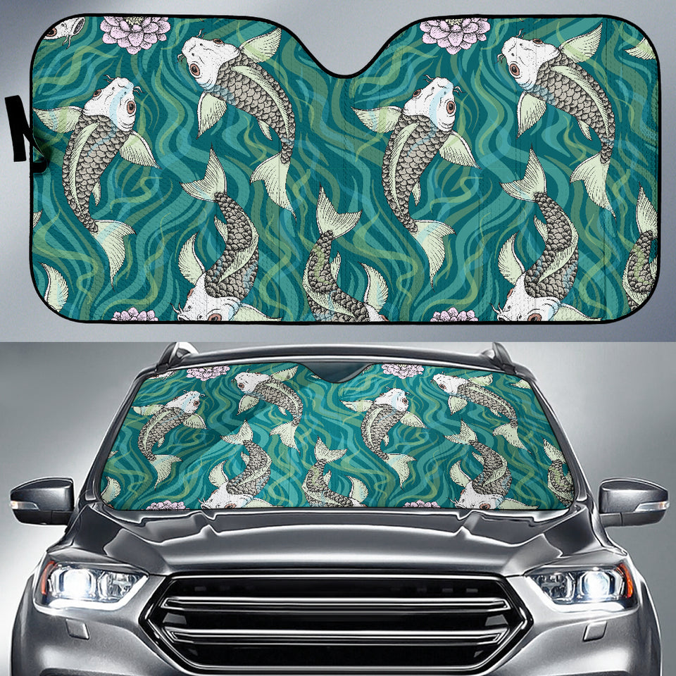 Koi Fish Carp Fish Lotus Pattern Car Sun Shade