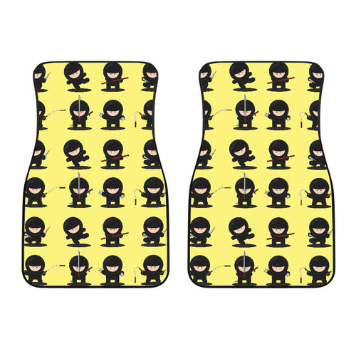 Cute Ninja Yellow Background Front Car Mats