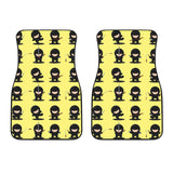 Cute Ninja Yellow Background Front Car Mats