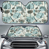 Dragonfly Butterfly Plants Insect Flower Vintage Style Pattern Car Sun Shade