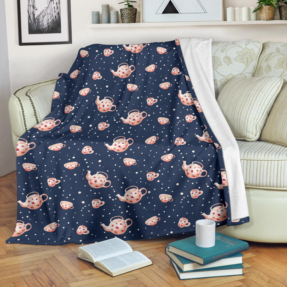 Tea pots Pattern Print Design 04 Premium Blanket