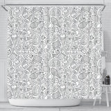 Cartoon Hand Drawn Ice Cream Black White Shower Curtain Fulfilled In US