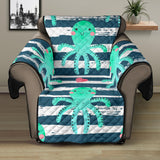 Cute octopuses heart striped background Recliner Cover Protector