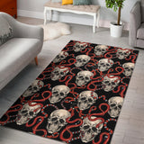 Red Snake Skull Pattern Area Rug
