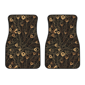 Gold Peacock Feather Pattern Front Car Mats