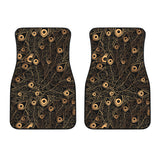 Gold Peacock Feather Pattern Front Car Mats