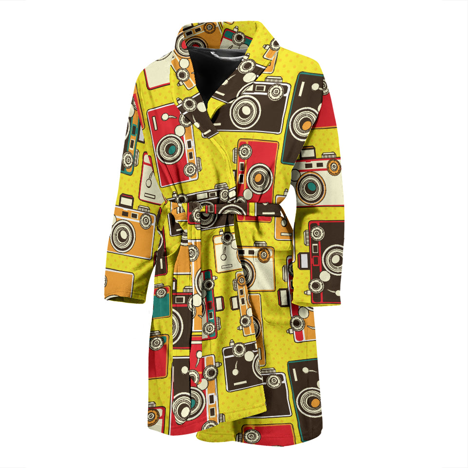 Camera Pattern Print Design 02 Men's Bathrobe