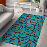 Boomerang Australian Aboriginal Ornament Blue Background Area Rug