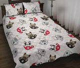 French bulldog cup paw pattern Quilt Bed Set