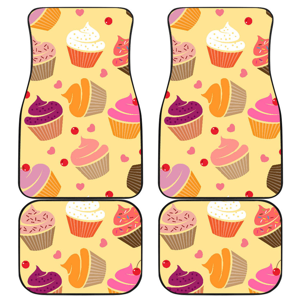 Cake Cupcake Heart Cherry Pattern Front And Back Car Mats